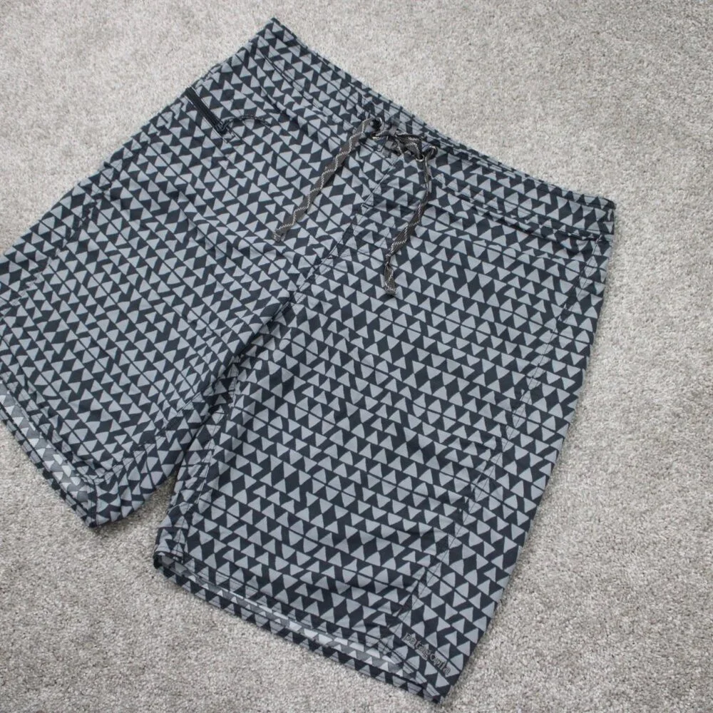 Patagonia Hybrid‎ Board Shorts Mens 36 Gray Geometric 100% Nylon w/ 10